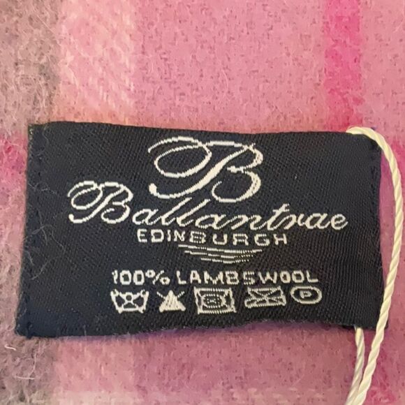 NWT BALLANTRAE Edinburgh Lambswool Plaid Scarf LAVENDER GREEN Scotland - Picture 4 of 7